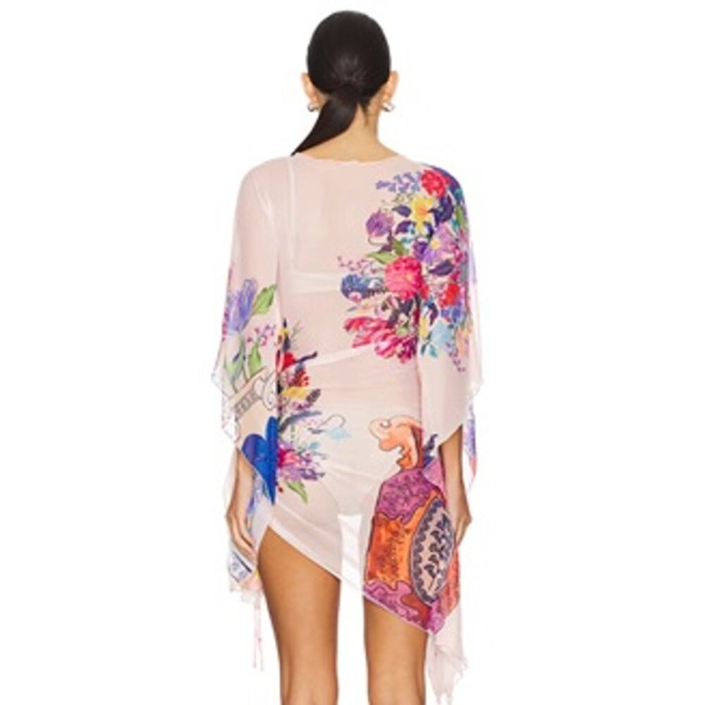 Agua Bendita Pink Floral Cover-Up with Multicolor Print - Picture 2 of 6